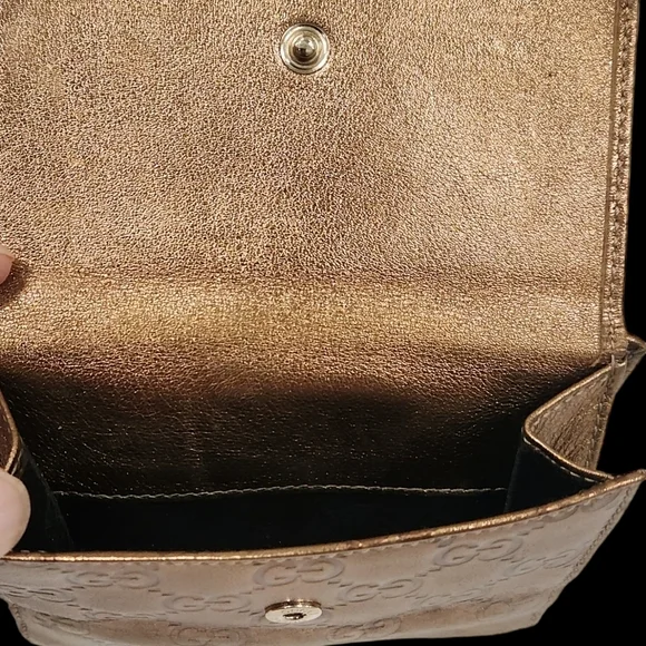 Authentic Gucci Wallet Purse Guccissima Bronze Gold Woman - Picture 6 of 9